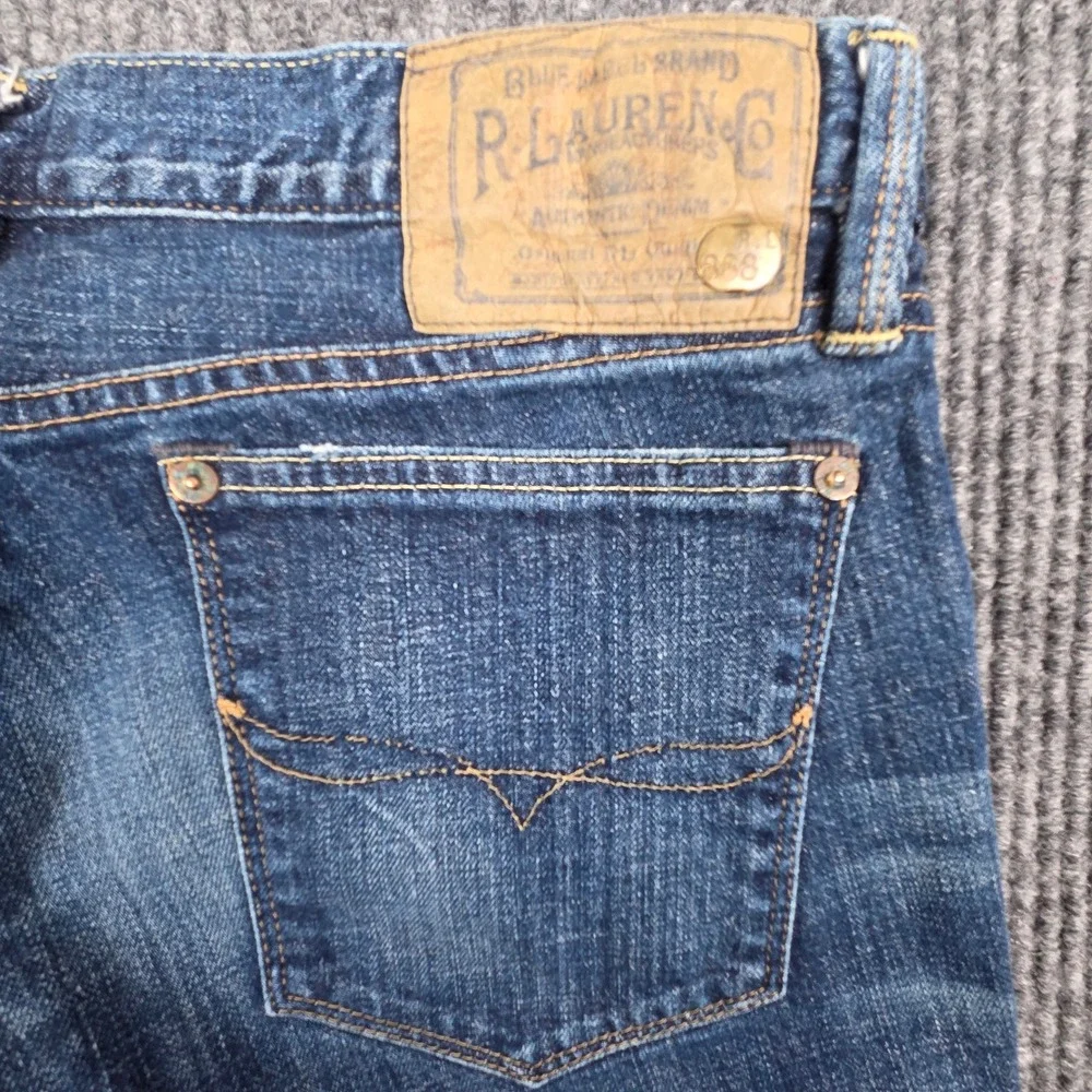 Ralph Lauren Madison Jeans Women's 31x32 Blue Denim‎ Bootcut Flare Distressed